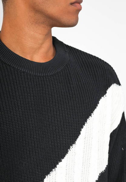 Trui 'Ribbed trims' knitted zwart